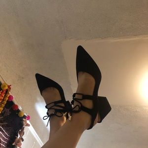 Zara Lace-up suede pumps